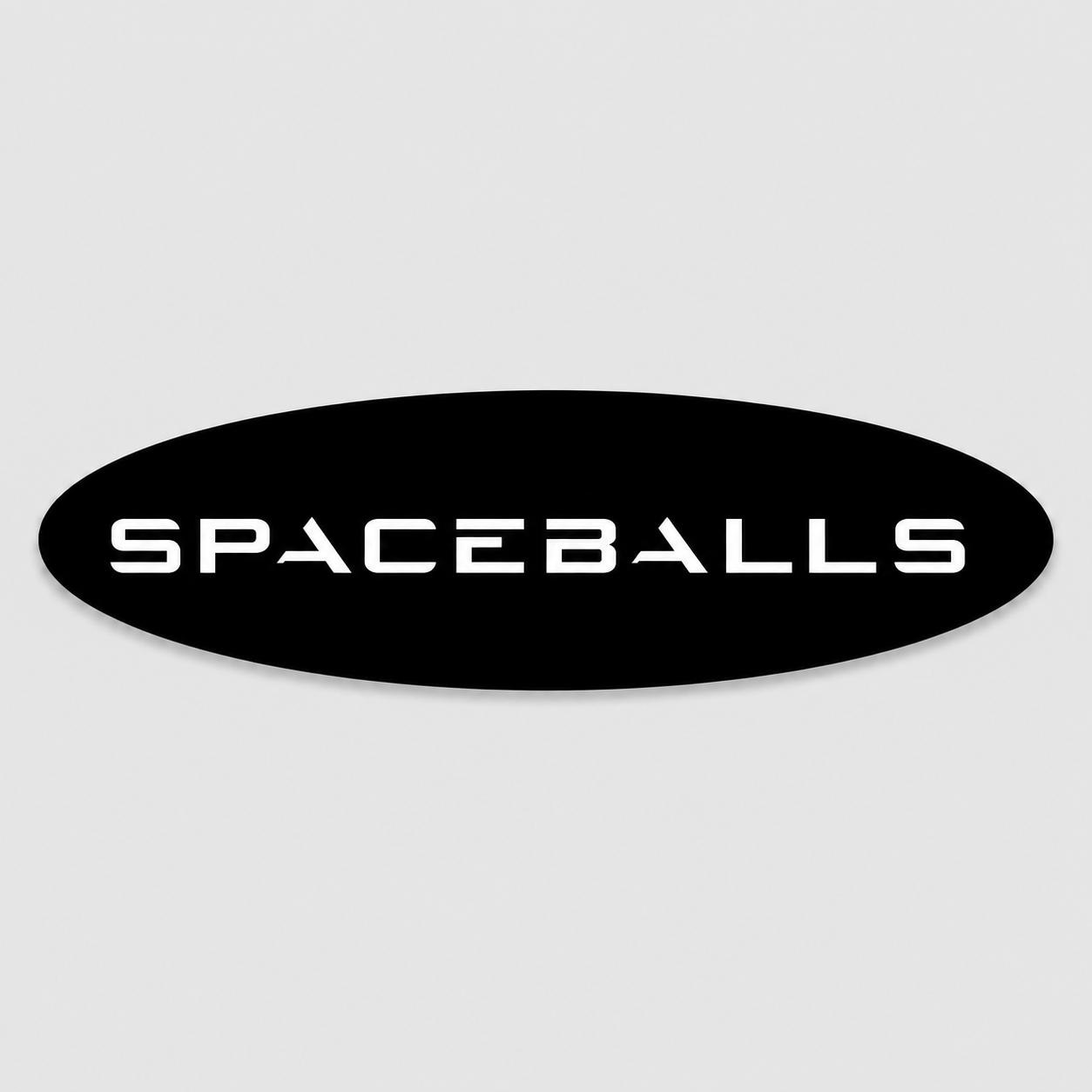 Spaceballs wordmark in a black oval